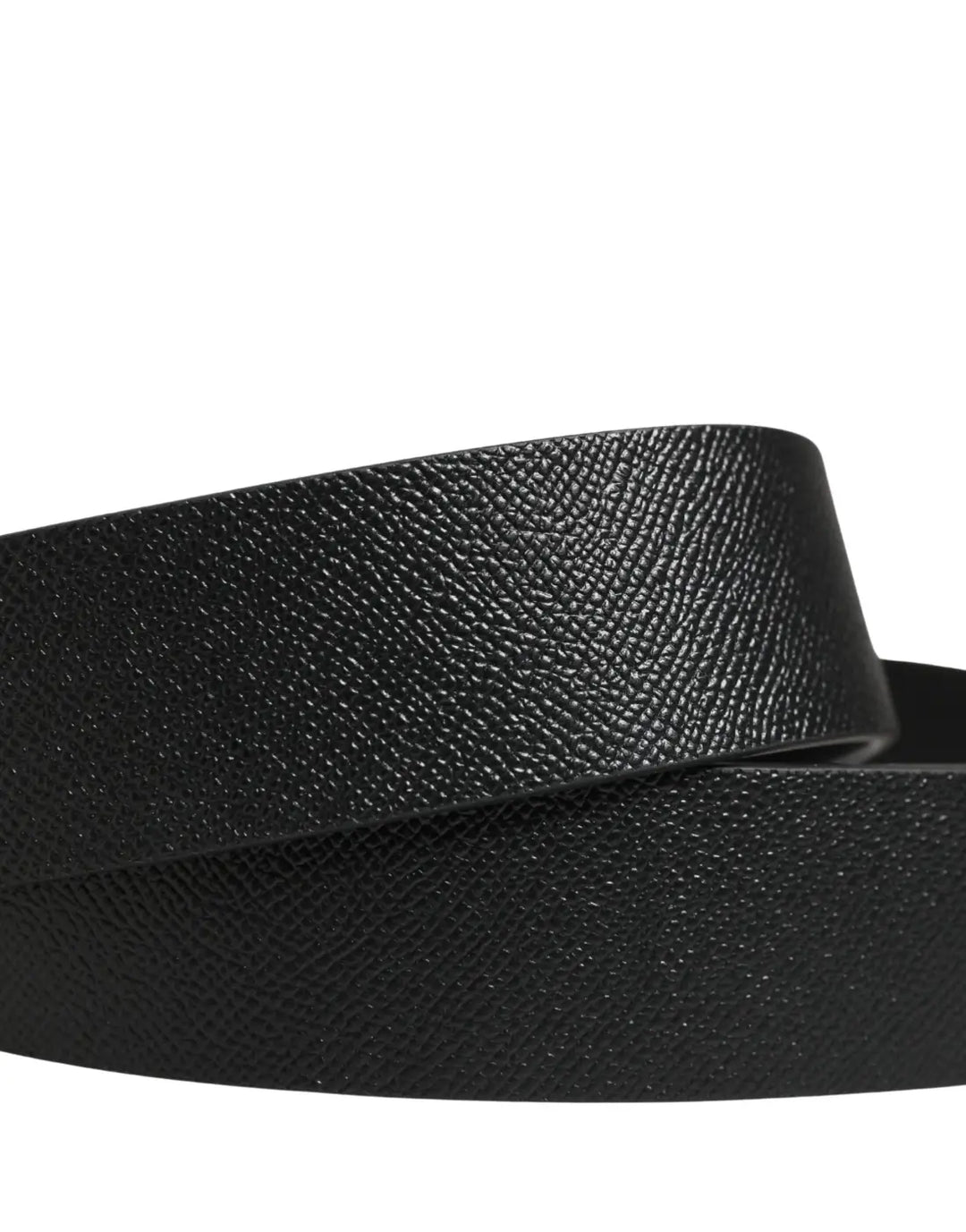 Dolce &amp; Gabbana Men Black Leather DG Logo Metal Buckle Belt