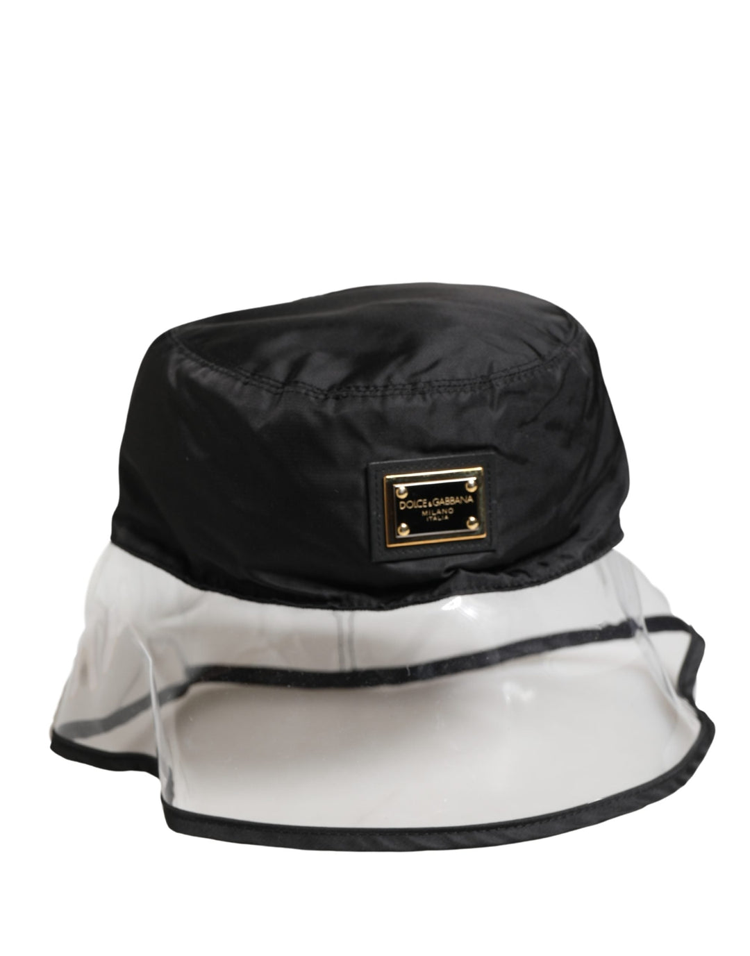 Dolce &amp; Gabbana Men Black Plastic Fisherman Bucket Capello Hat