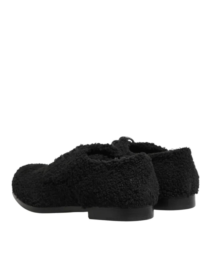 Dolce &amp; Gabbana Men Black Riccio Shearling Dress Derby Shoes