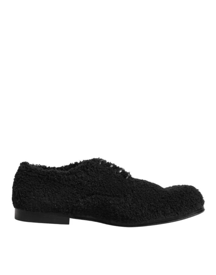 Dolce &amp; Gabbana Men Black Riccio Shearling Dress Derby Shoes
