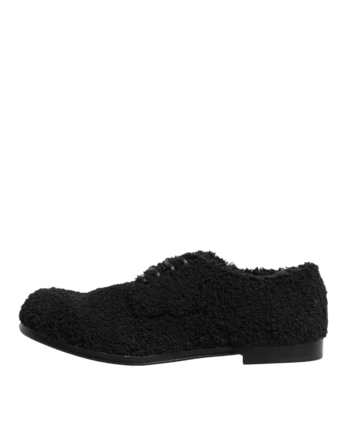 Dolce &amp; Gabbana Men Black Riccio Shearling Dress Derby Shoes