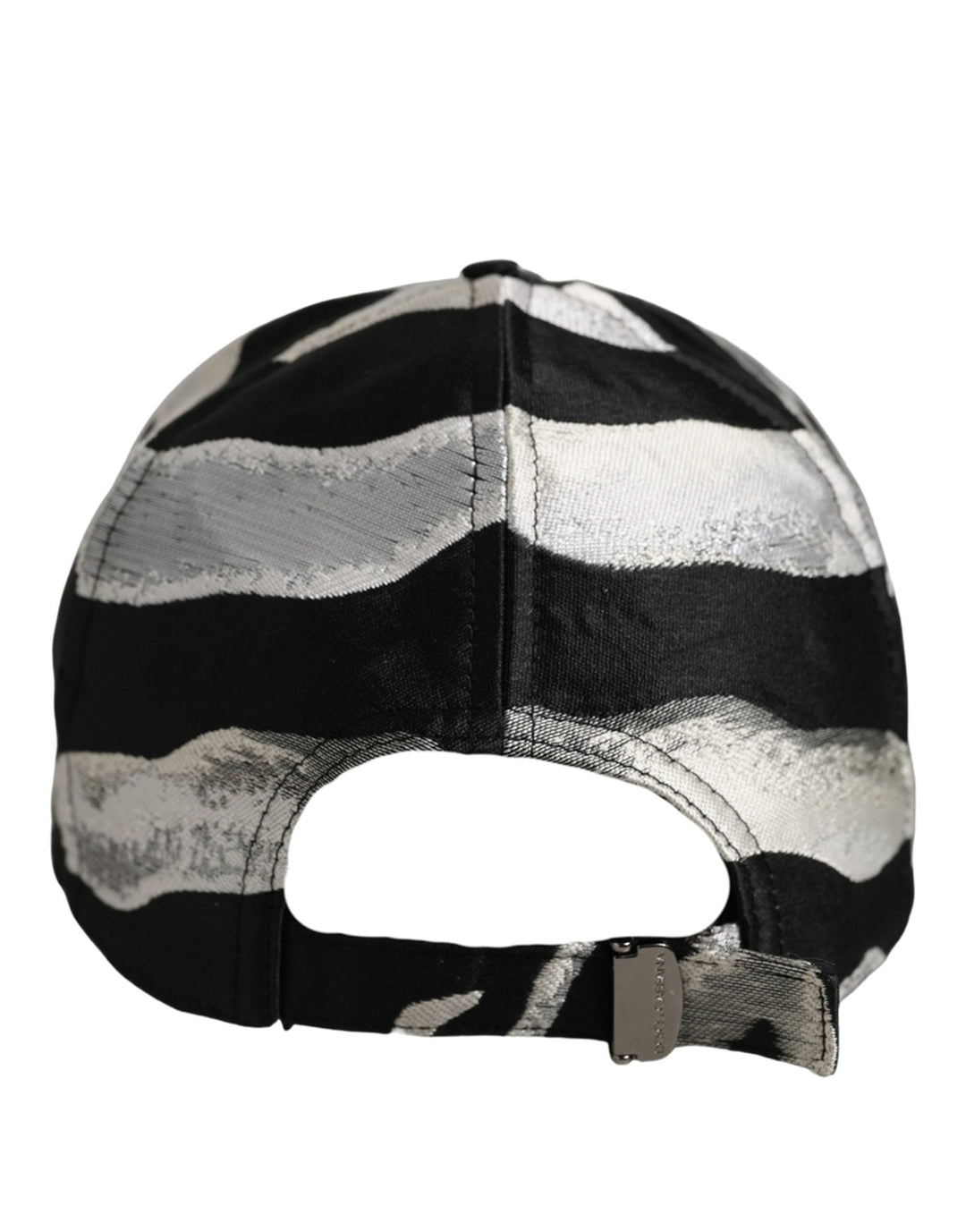 Dolce &amp; Gabbana Men Black Silver Zebra Pattern Baseball Cap Hat