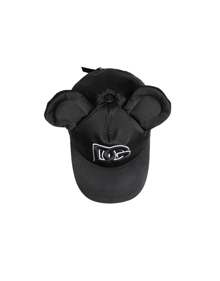 Dolce &amp; Gabbana Men Black Velvet Animal Ears Baseball Cap Hat
