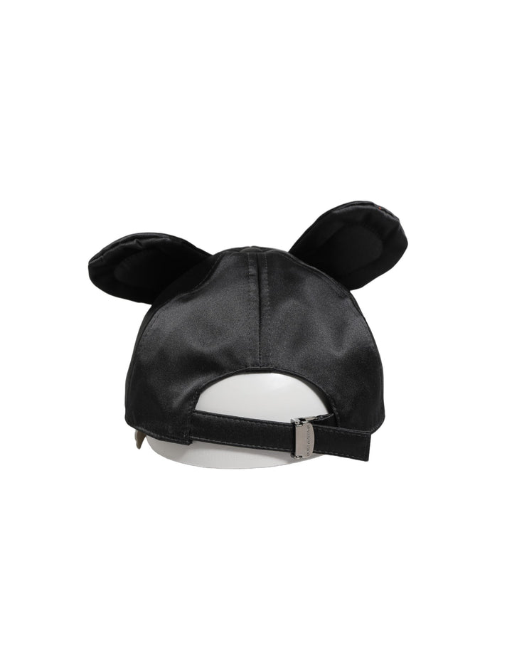 Dolce &amp; Gabbana Men Black Velvet Animal Ears Baseball Cap Hat