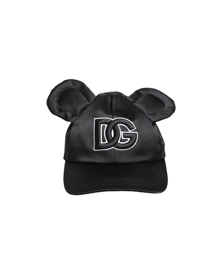 Dolce &amp; Gabbana Men Black Velvet Animal Ears Baseball Cap Hat