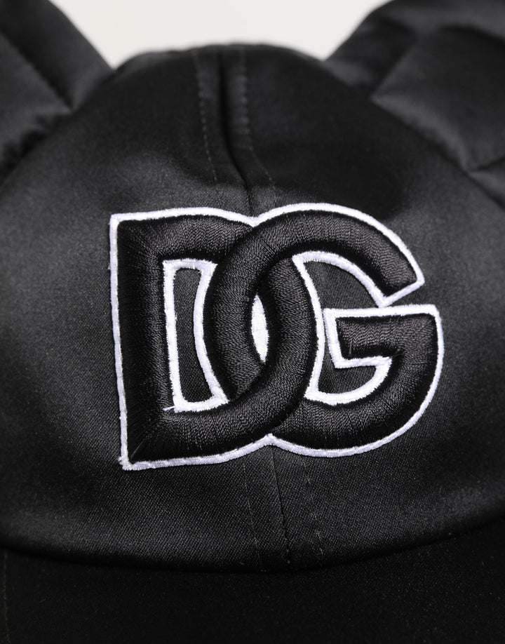 Dolce &amp; Gabbana Men Black Velvet Animal Ears Baseball Cap Hat