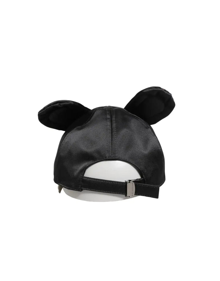 Dolce &amp; Gabbana Men Black Velvet Animal Ears Baseball Cap Hat