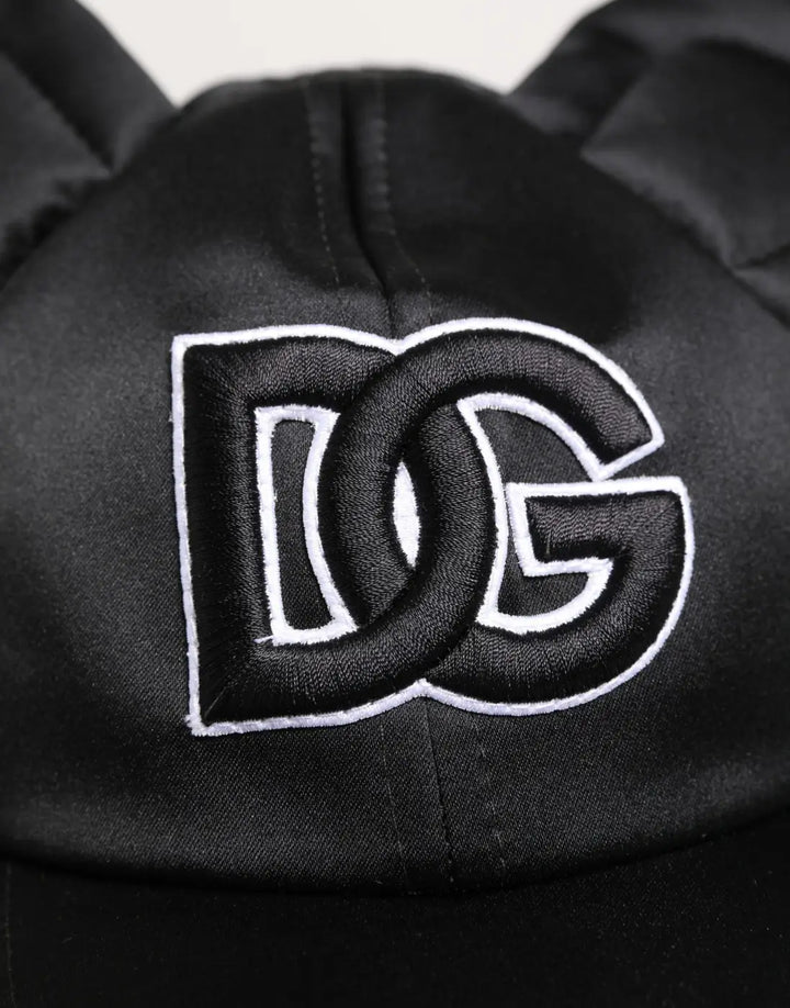 Dolce &amp; Gabbana Men Black Velvet Animal Ears Baseball Cap Hat