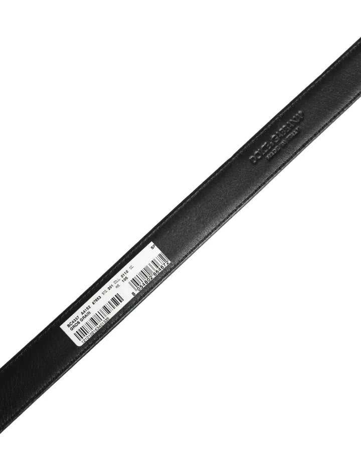 Dolce &amp; Gabbana Men Black Viscose Leather Metal Buckle Belt