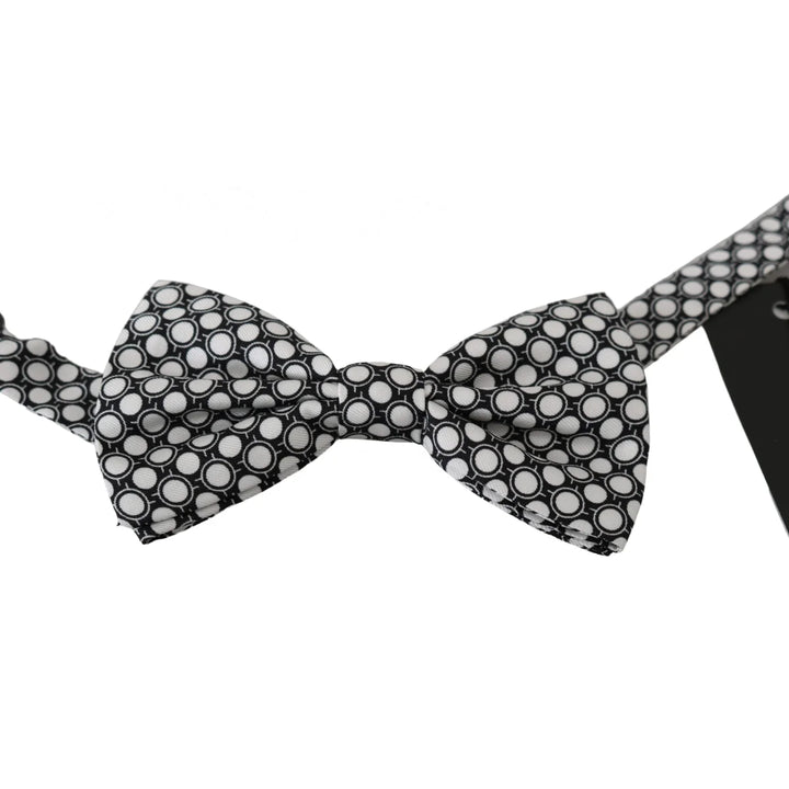 Dolce & Gabbana Men Black White Circles Adjustable Neck Papillon Bow Tie