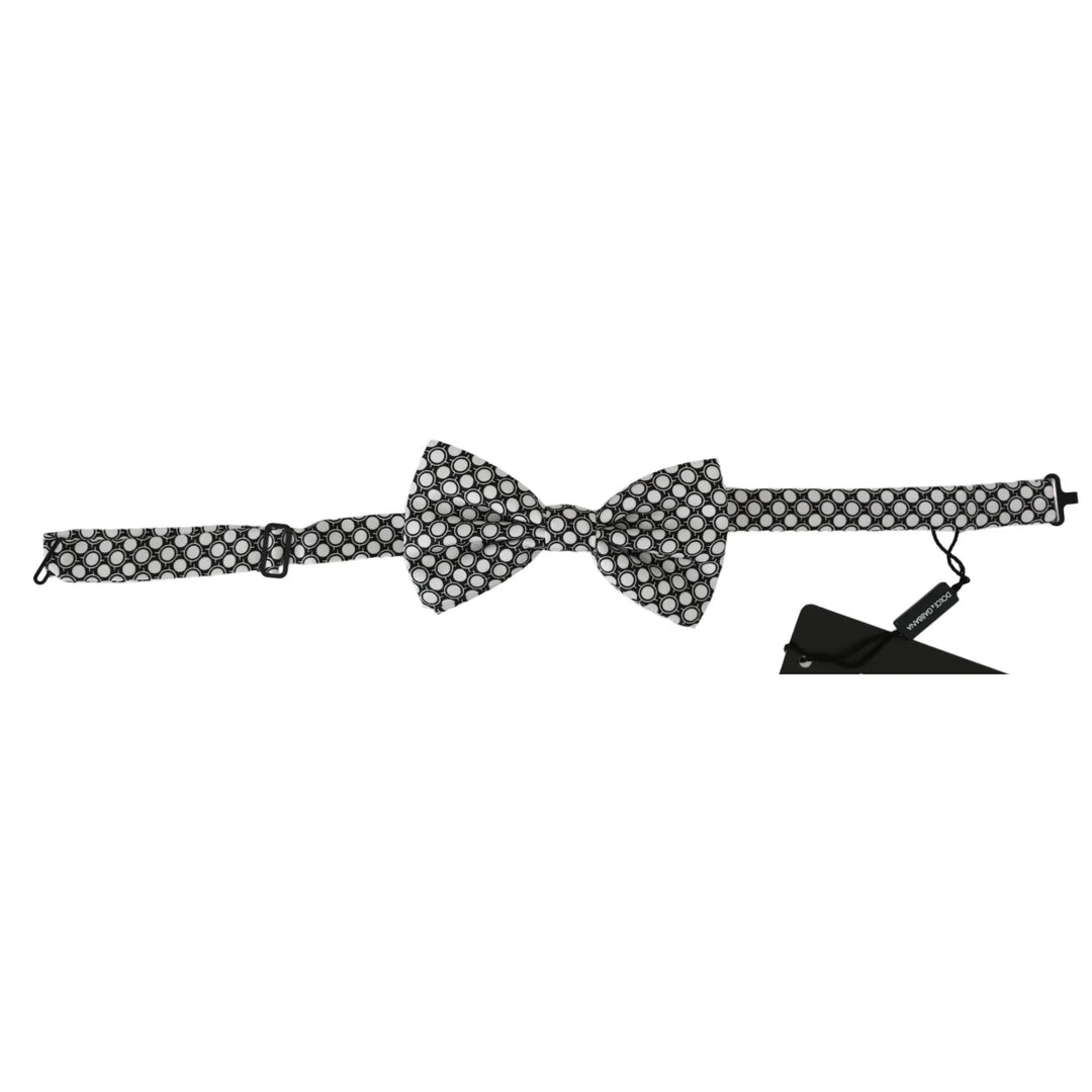 Dolce & Gabbana Men Black White Circles Adjustable Neck Papillon Bow Tie