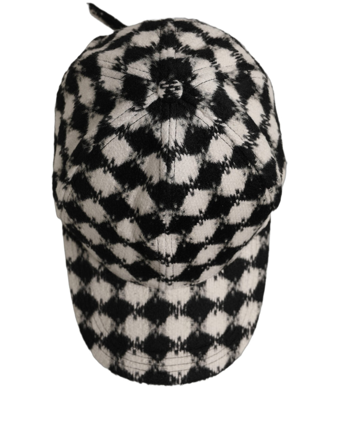 Dolce &amp; Gabbana Men Black White Diamond Wool Baseball Cap Hat