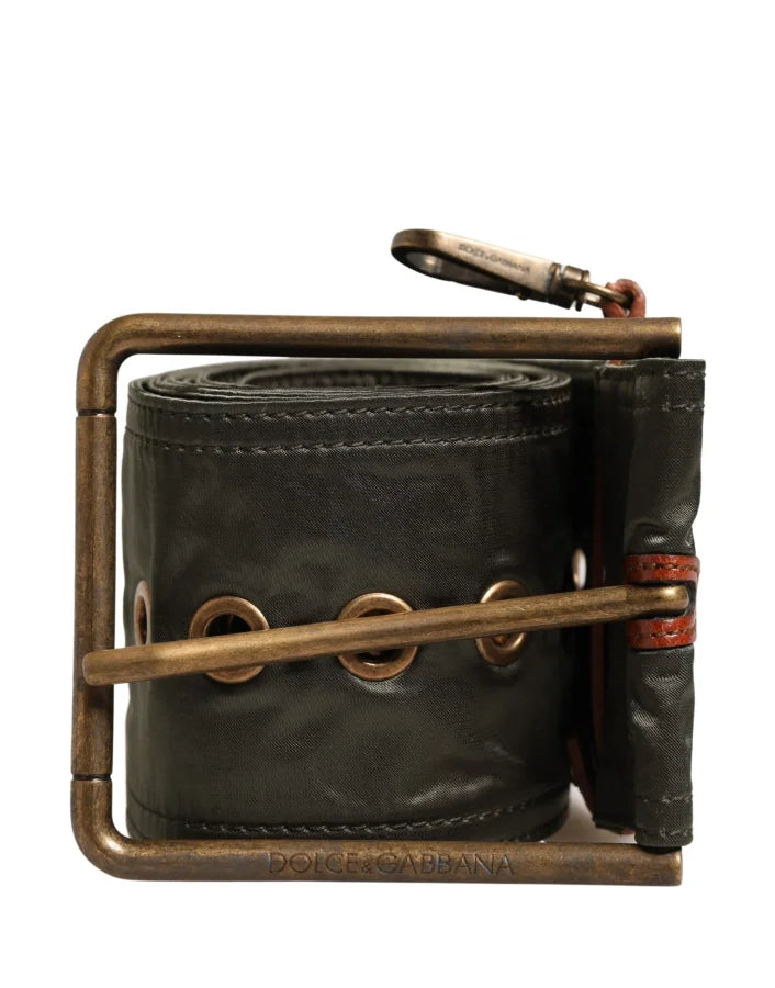 Dolce &amp; Gabbana Men Black Wide Leather DG Metal Buckle Belt