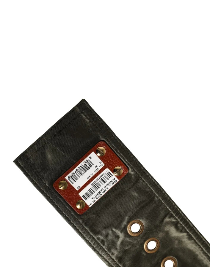 Dolce &amp; Gabbana Men Black Wide Leather DG Metal Buckle Belt