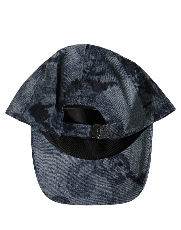 Dolce &amp; Gabbana Men Blue All Over Logo Cotton Baseball Cap Hat