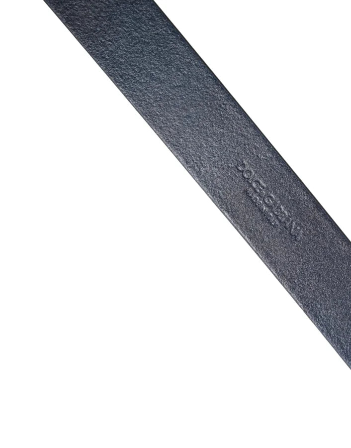 Dolce &amp; Gabbana Men Blue Calf Leather Logo Metal Buckle Belt