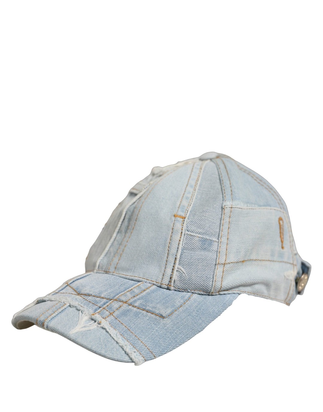 Dolce &amp; Gabbana Men Blue Patchwork Cotton Denim Baseball Cap Hat