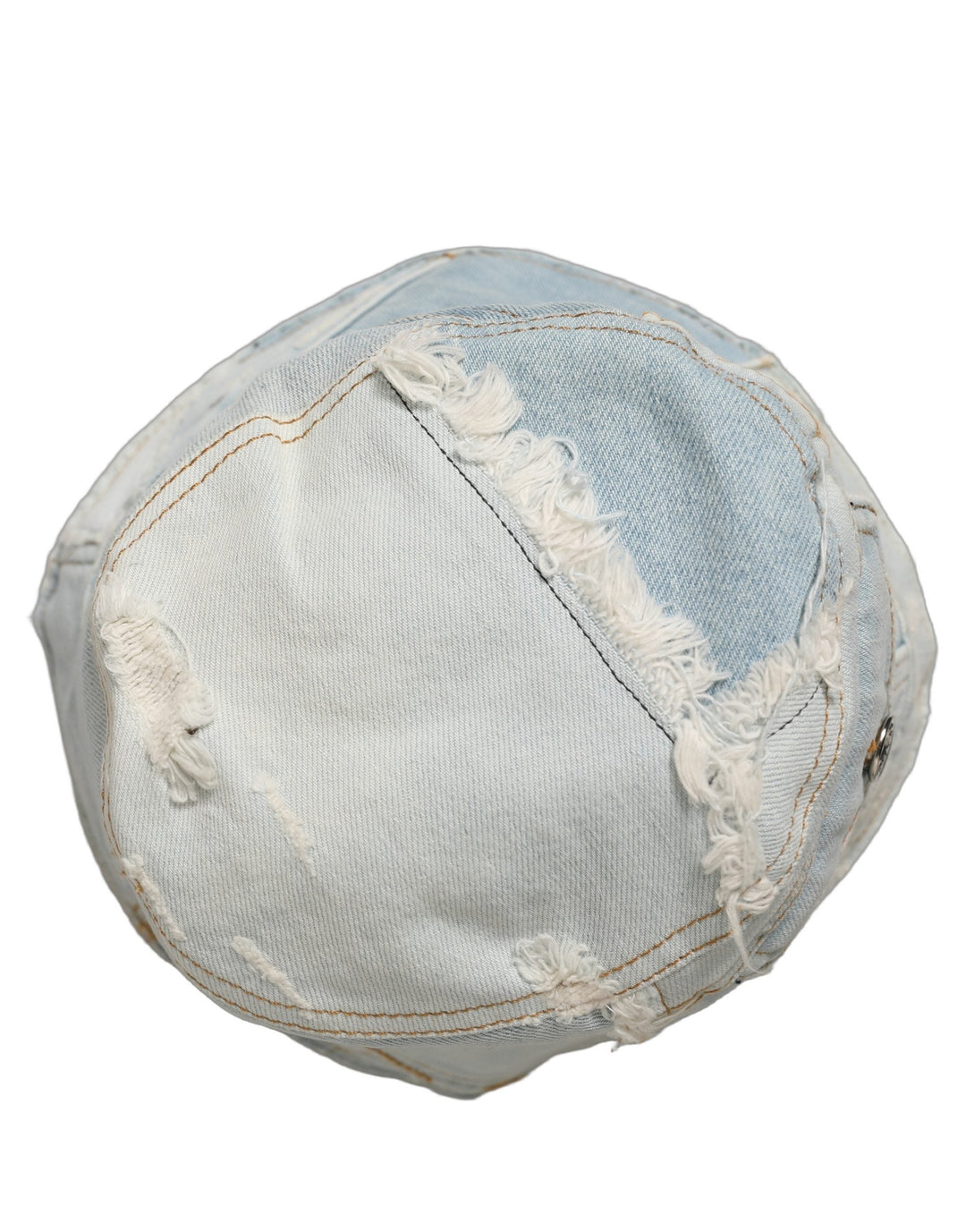 Dolce &amp; Gabbana Men Blue Patchwork Cotton Denim Bucket Cap Hat