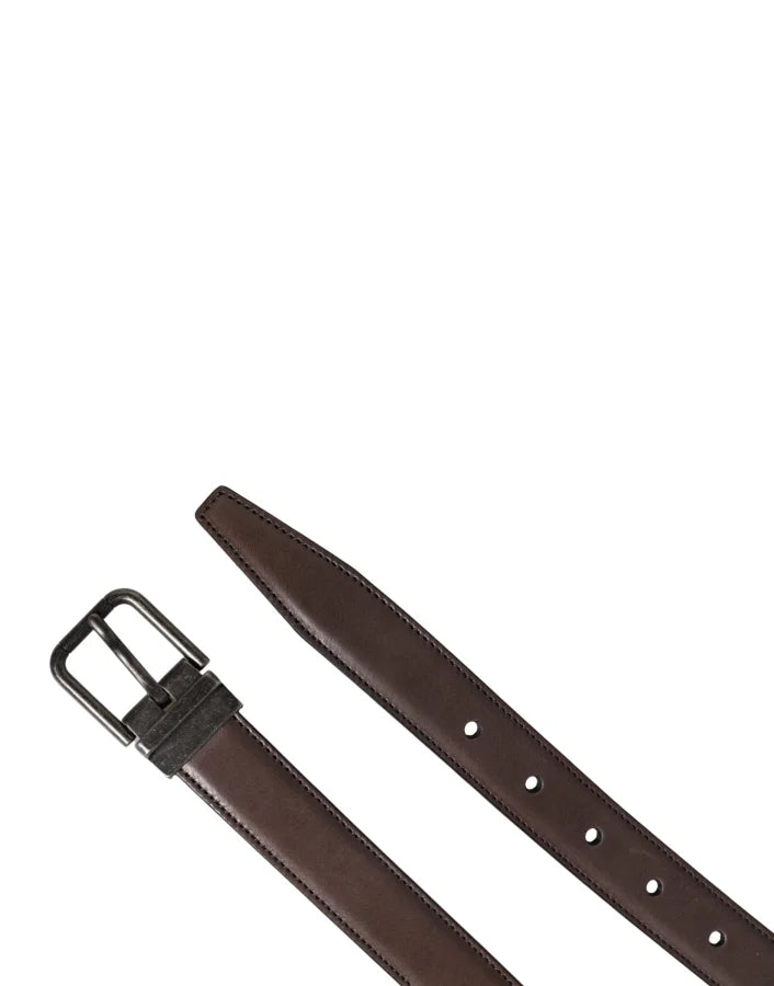 Dolce &amp; Gabbana Men Brown Classic Leather Metal Buckle Belt