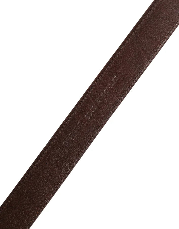 Dolce &amp; Gabbana Men Brown Classic Leather Metal Buckle Belt