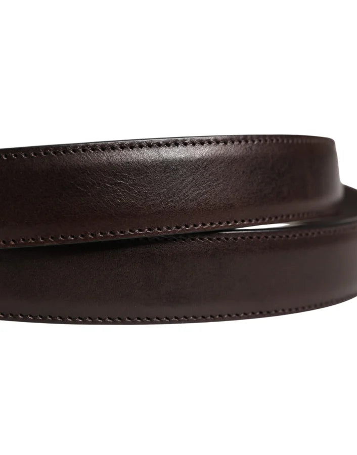 Dolce &amp; Gabbana Men Brown Classic Leather Metal Buckle Belt