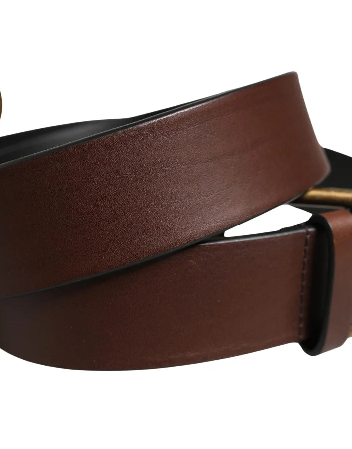 Dolce &amp; Gabbana Men Brown Classic Leather Metal Buckle Belt