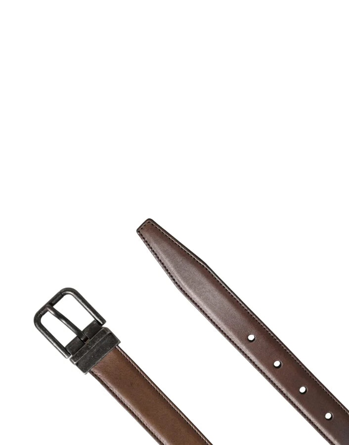 Dolce &amp; Gabbana Men Brown Classic Leather Metal Buckle Belt