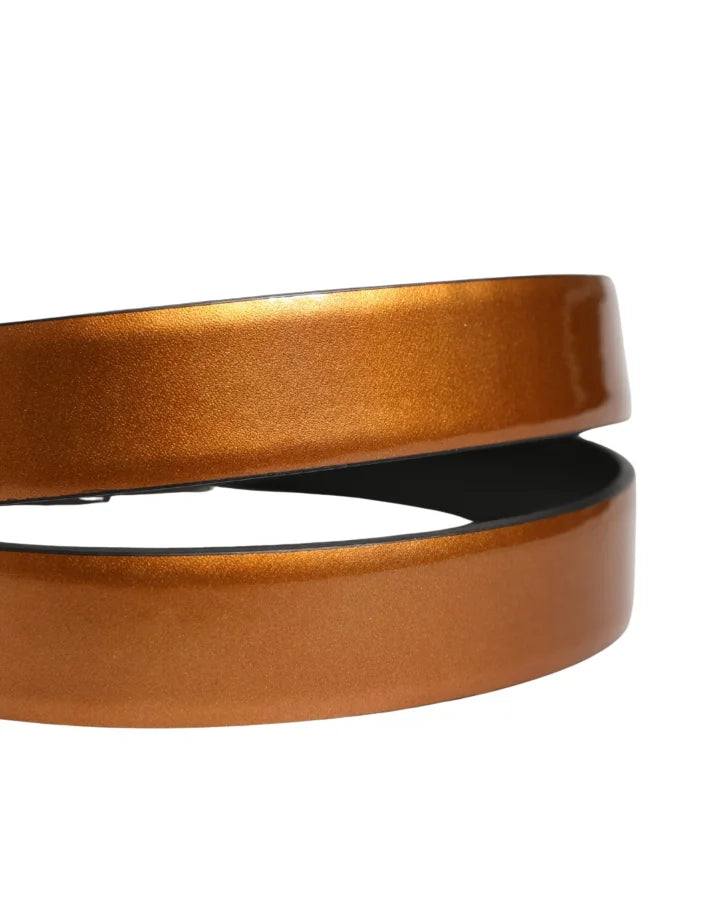 Dolce &amp; Gabbana Men Brown Classic Leather Metal Buckle Belt