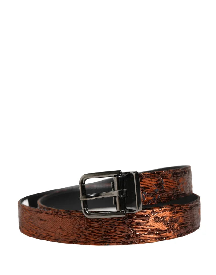 Dolce &amp; Gabbana Men Brown Classic Polyester Metal Buckle Belt