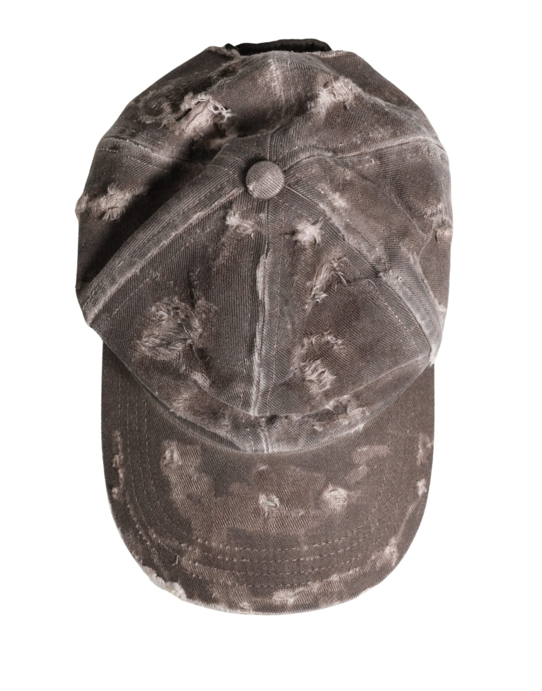 Dolce &amp; Gabbana Men Brown Cotton Distressed Baseball Capello Hat