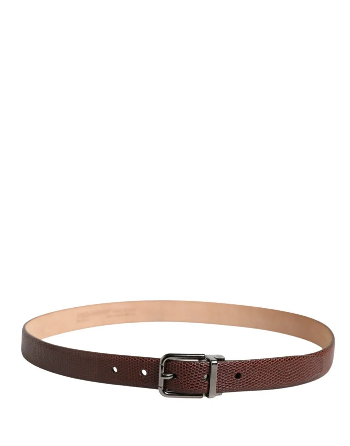 Dolce &amp; Gabbana Men Brown Goatskin Leather Metal Buckle Belt