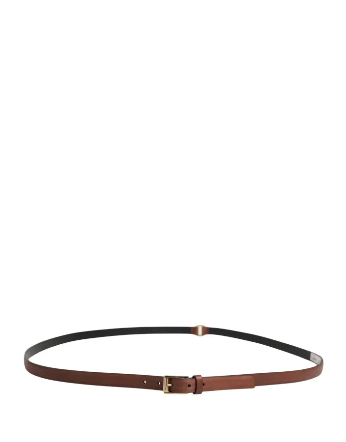 Dolce &amp; Gabbana Men Brown Leather Classic Metal Buckle Belt