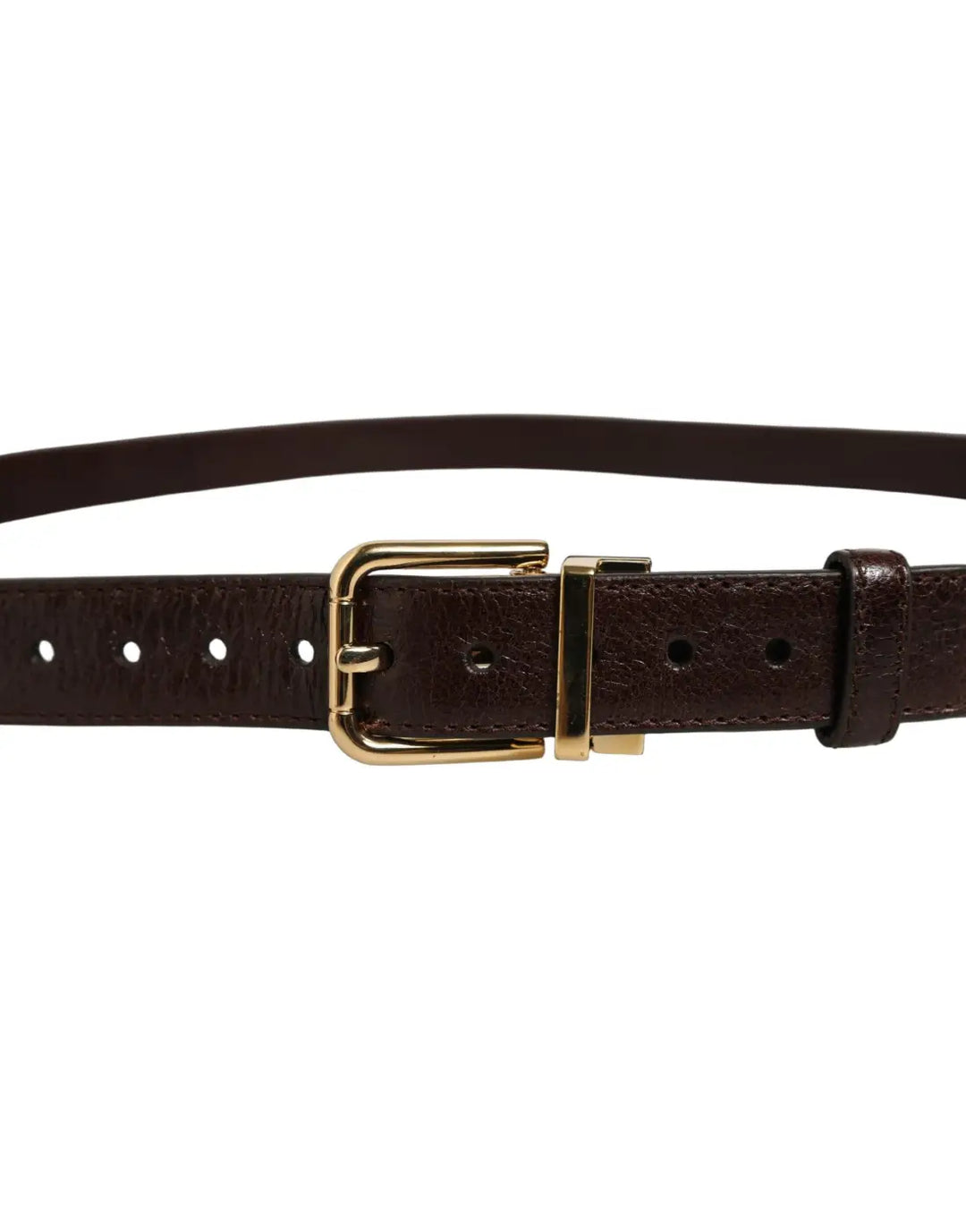 Dolce &amp; Gabbana Men Brown Leather Gold Tone Metal Buckle Belt