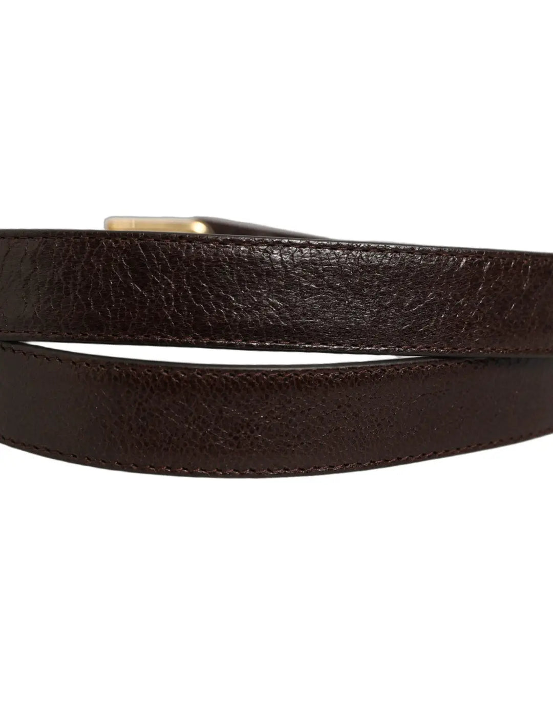 Dolce &amp; Gabbana Men Brown Leather Gold Tone Metal Buckle Belt