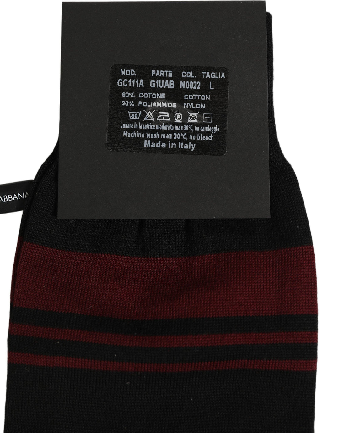 Dolce &amp; Gabbana Men Burgundy Black Logo Mid Calf Accessory Socks