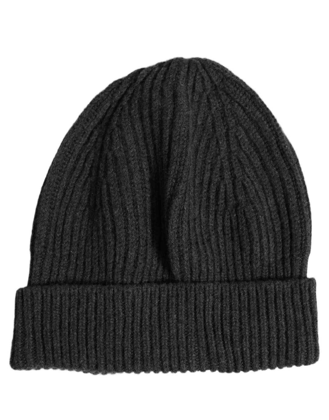 Dolce &amp; Gabbana Men Charcoal Grey Ribbed Wool Knit Beanie one Size Hat