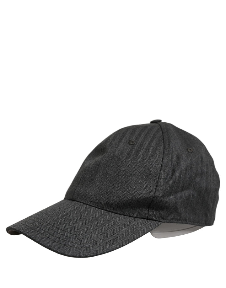 Dolce &amp; Gabbana Men Dark Gray Herringbone Baseball Cap Hat