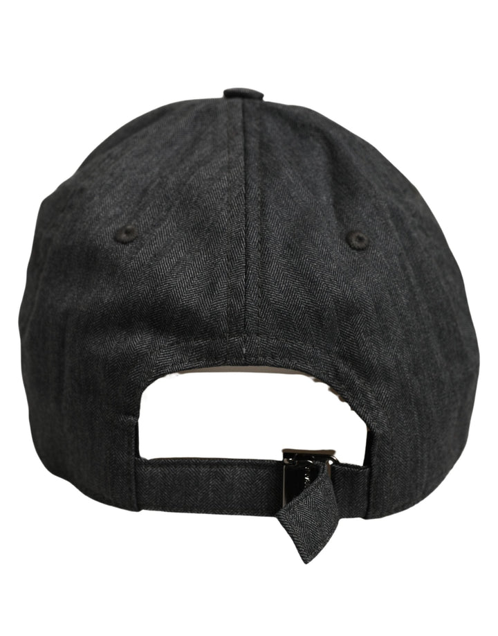 Dolce &amp; Gabbana Men Dark Gray Herringbone Baseball Cap Hat