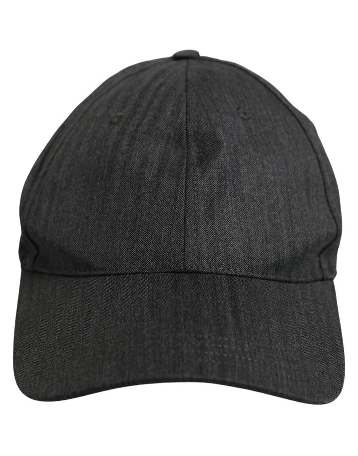 Dolce &amp; Gabbana Men Dark Gray Herringbone Baseball Cap Hat