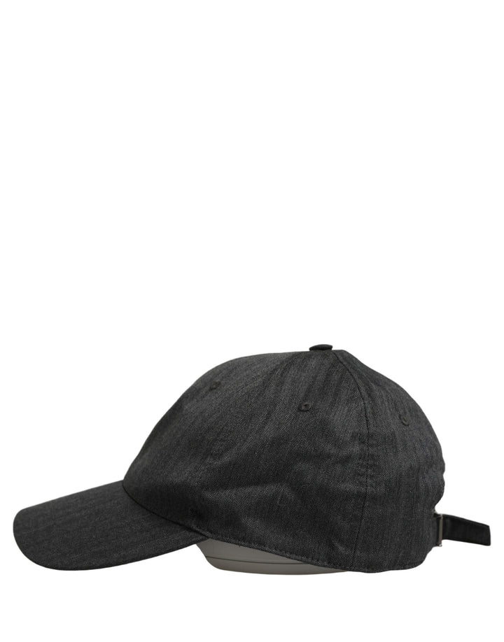 Dolce &amp; Gabbana Men Dark Gray Herringbone Baseball Cap Hat