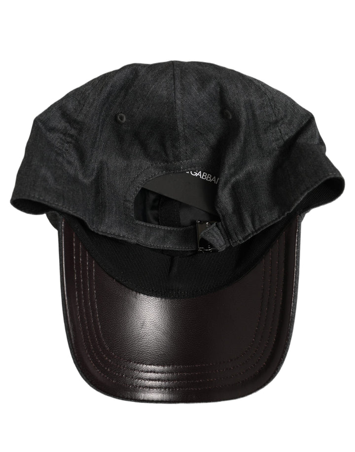 Dolce &amp; Gabbana Men Dark Gray Herringbone Baseball Cap Hat
