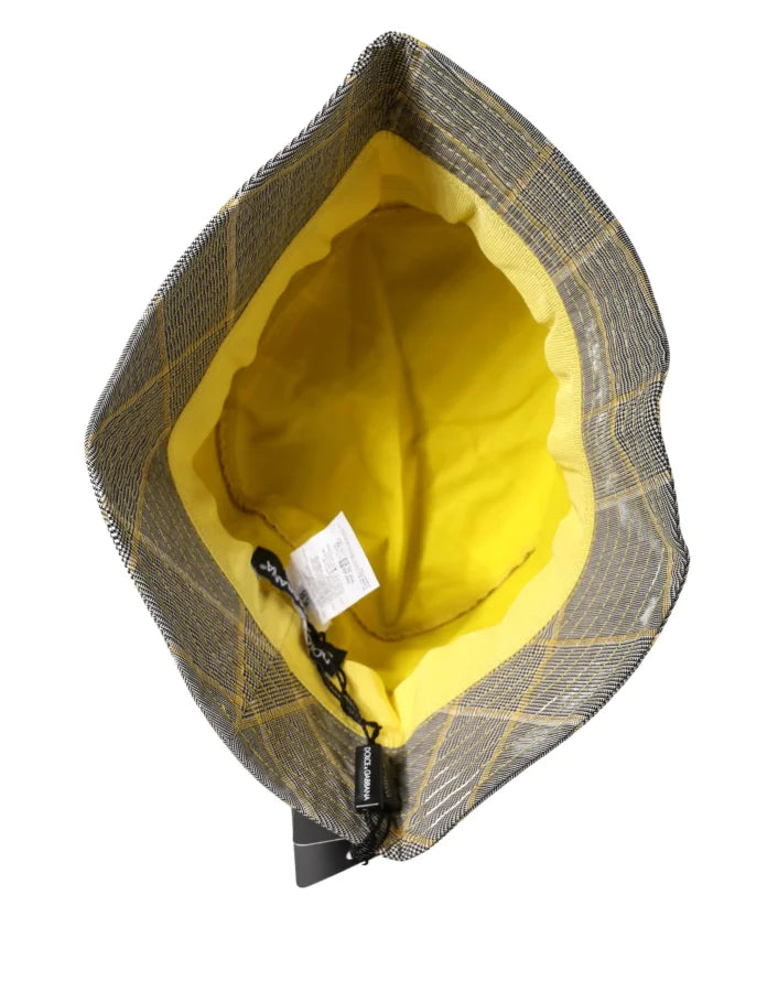 Dolce & Gabbana Men Gray Checkered Bucket Fisherman Capello Hat