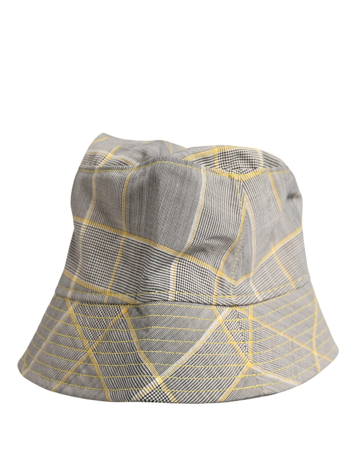 Dolce &amp; Gabbana Men Gray Checkered Bucket Fisherman Capello Hat