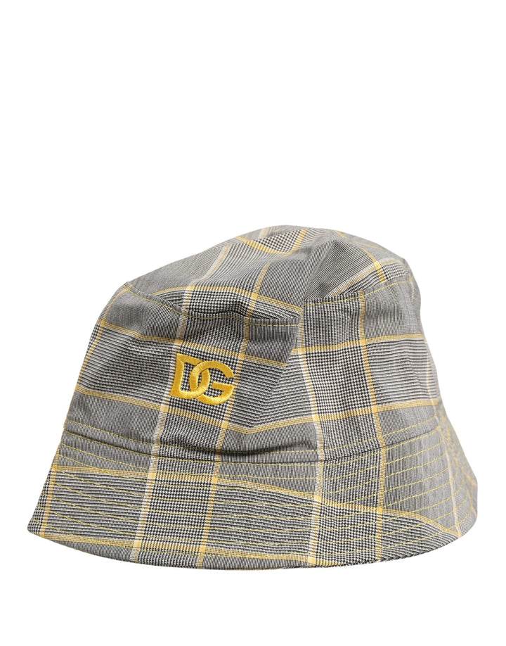Dolce &amp; Gabbana Men Gray Checkered Bucket Fisherman Capello Hat