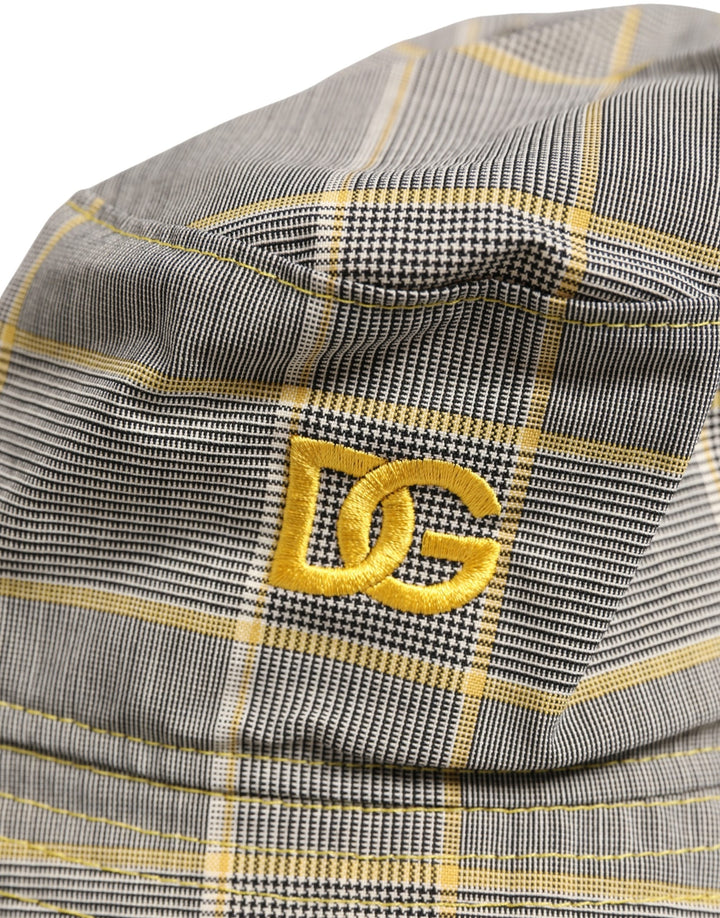 Dolce &amp; Gabbana Men Gray Checkered Bucket Fisherman Capello Hat