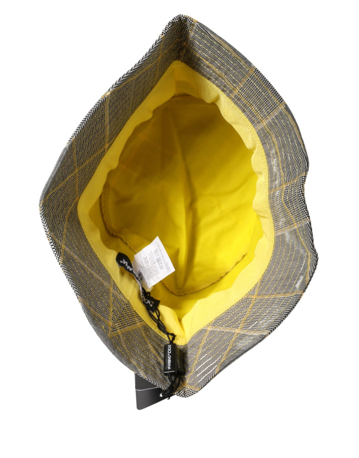Dolce &amp; Gabbana Men Gray Checkered Bucket Fisherman Capello Hat