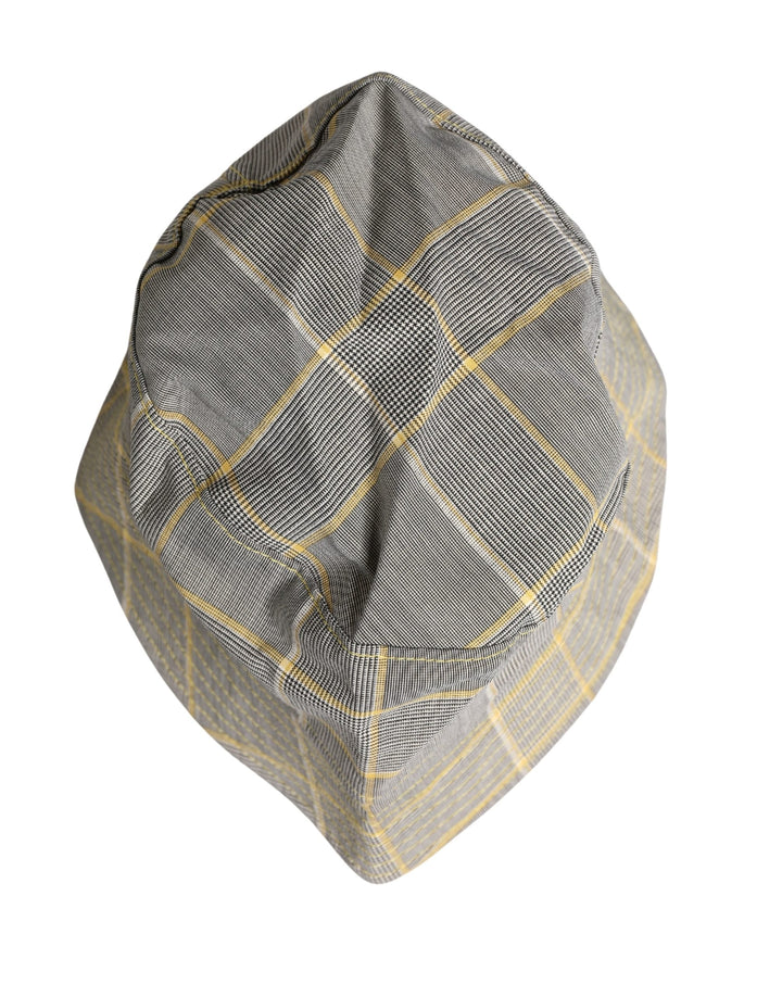 Dolce &amp; Gabbana Men Gray Checkered Bucket Fisherman Capello Hat