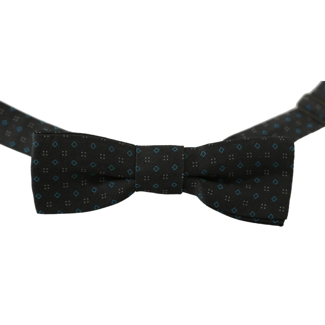 Dolce & Gabbana Men Gray Pattern Silk Adjustable Neck Papillon Bow Tie
