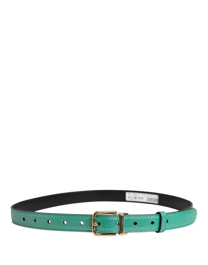 Dolce &amp; Gabbana Men Green Classic Leather Metal Buckle Belt