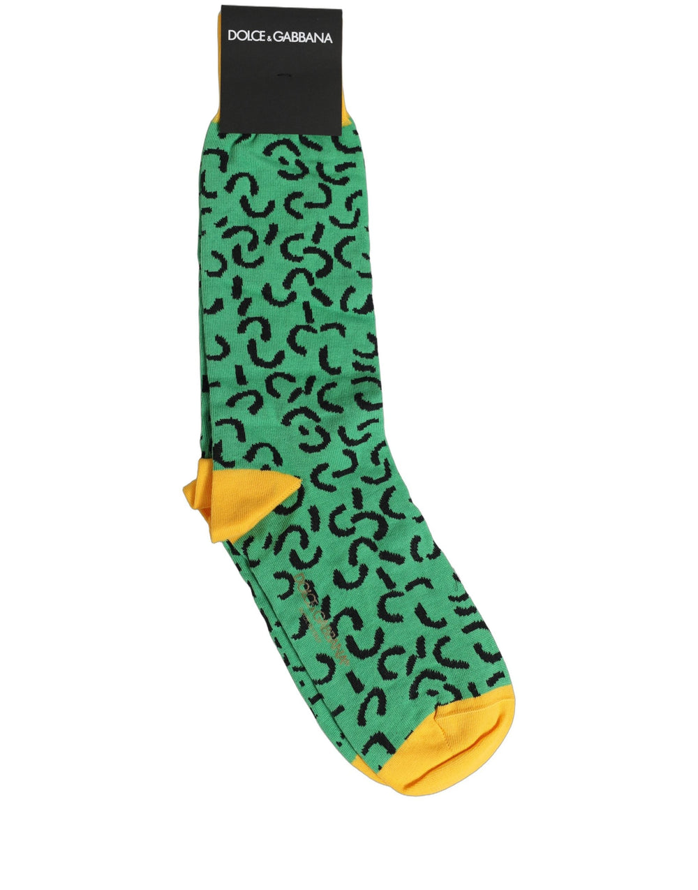 Dolce & Gabbana Men Green Cotton Abstract Mid Calf Accessory Socks